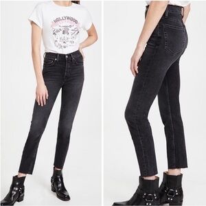 Re/Done 90s Ultra High Rise Ankle Crop Denim Jean Size 29 Stoned‎ Noir Black NEW
